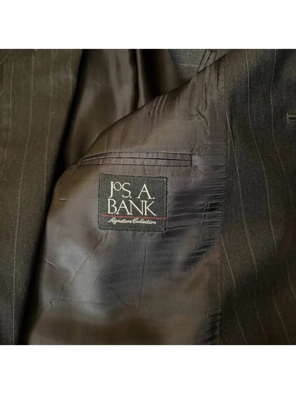 Jos A Bank Signature Suit 48L Pants 40x31 Charcoal Pinstripe 100% Wool